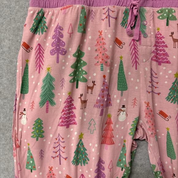 Little Sleepies Pink Merry & Bright Lunaluxe Bamboo Pajama Set Women’s Large - Picture 6 of 9